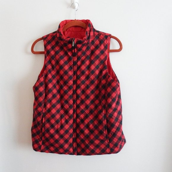New York & Co. Rev. Buffalo Plaid/Red Vest Sz. PM - Picture 4 of 10